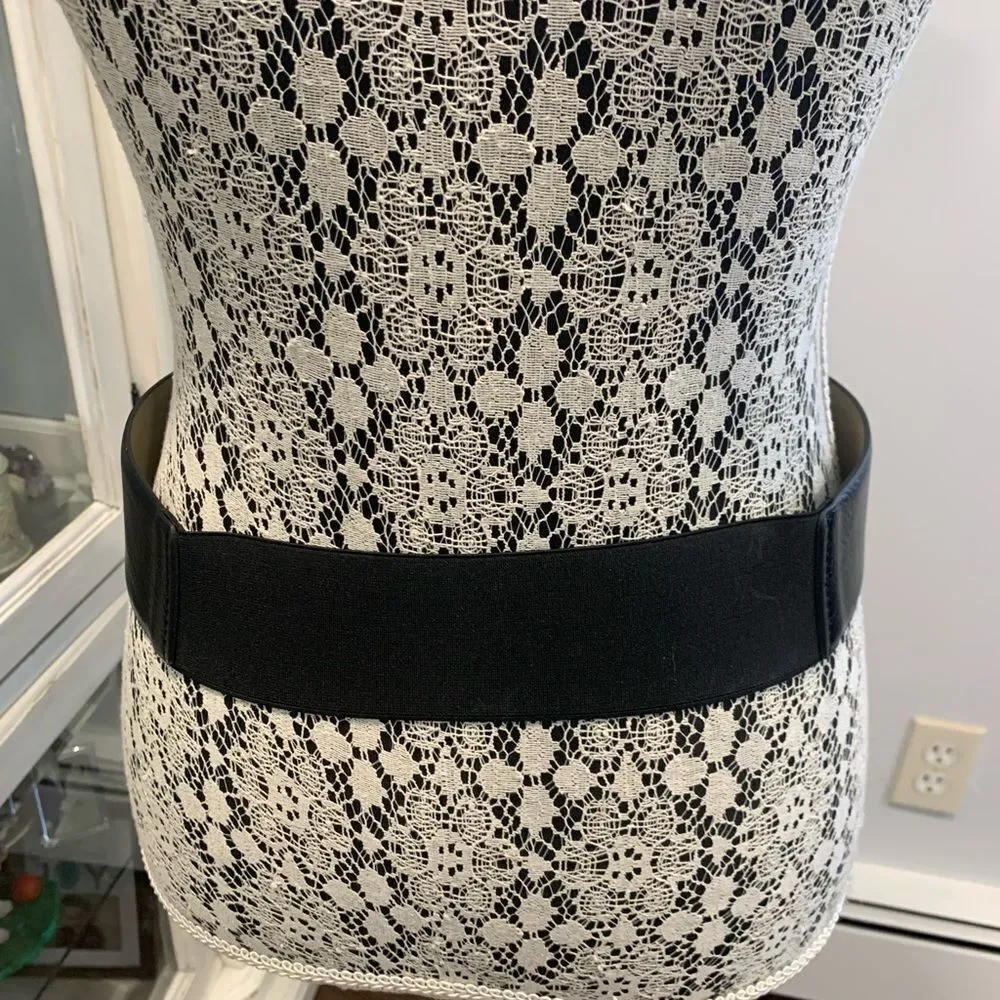 Vince Camuto Black Leather Belt with Silver Buckle NWOT